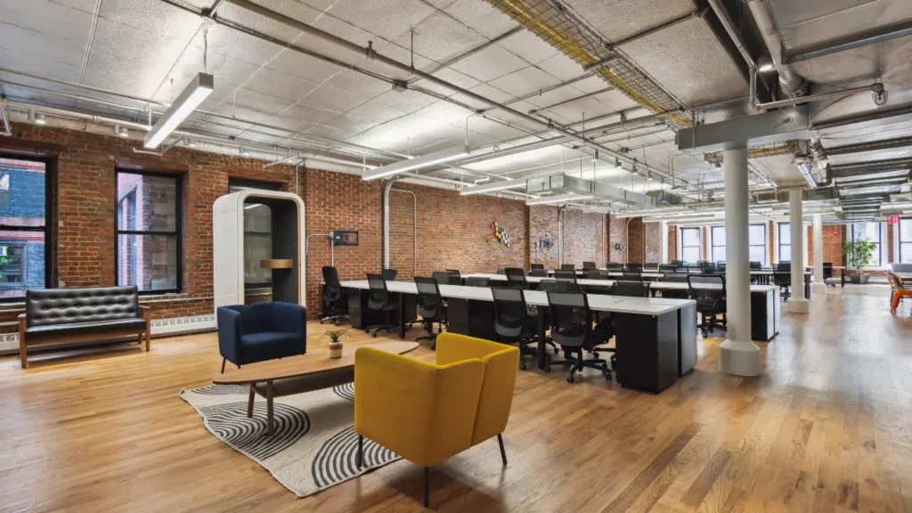 WorkBetter's spacious open-plan coworking office with shared desks.